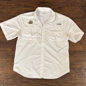 Charlotte Knights Columbia Men's Casual White Button Down Shirt